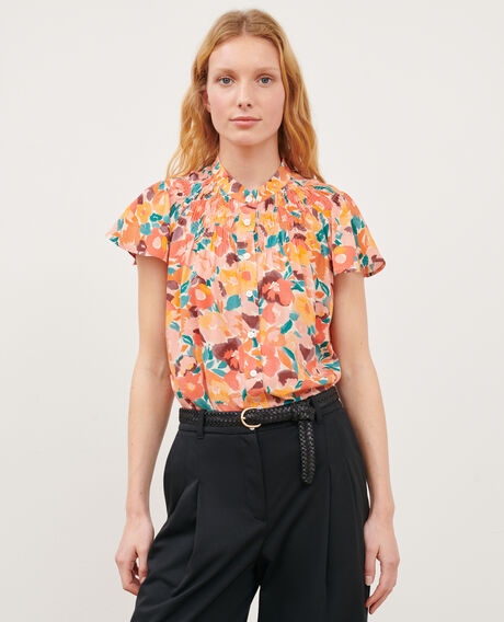 Fließende gemusterte Bluse 0230 fauve orange 3sbl210v02