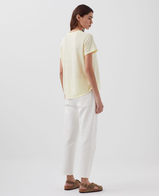 AMANDINE -  T-Shirt mit Rundhalsausschnitt aus Baumwolle H410 tender yellow