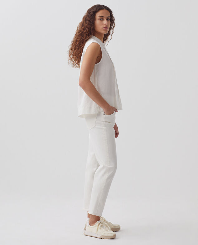 Ärmellose Bluse H013 gardenia