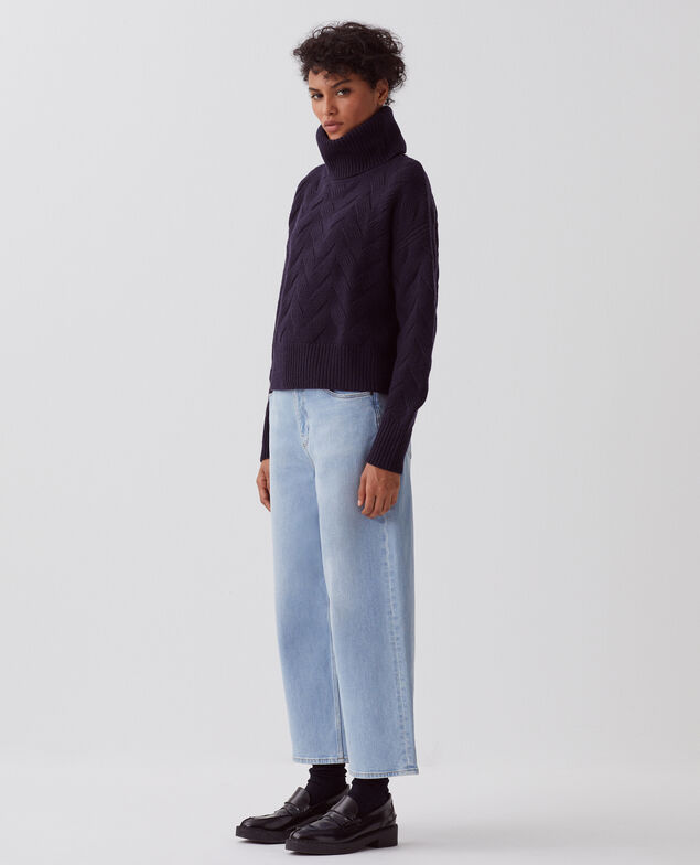 Rollkragenpullover aus Wolle H695 night sky