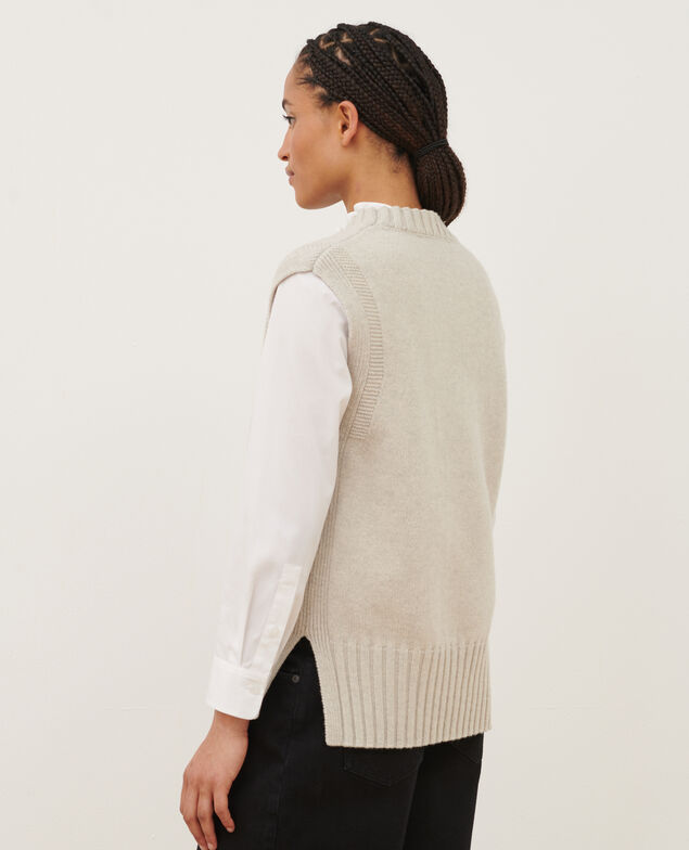 Ärmelloser Pullover A009 white knit 3wju126w37