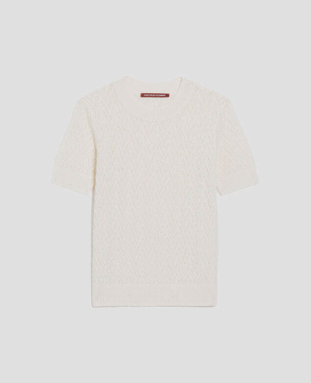 Kurzärmliger Pullover aus Leinen H303 white swan