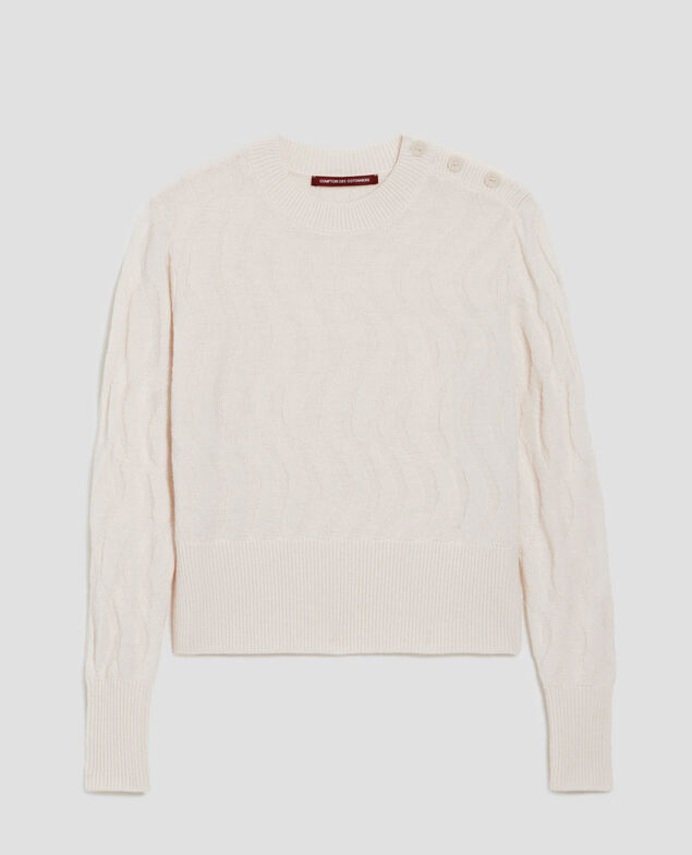Pullover mit Rundhalsausschnitt aus Merinowolle I307 ecru