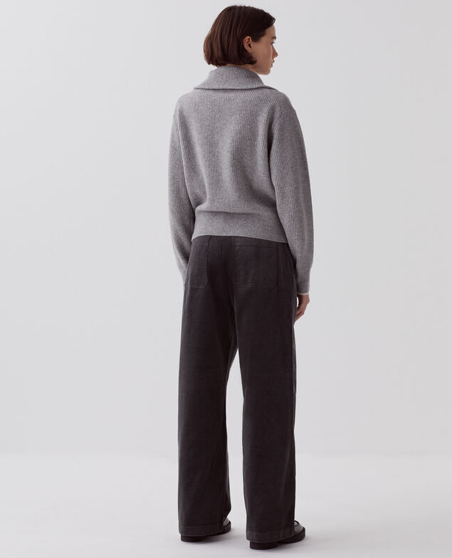 Rollkragenpullover mit Reißverschluss aus Wolle U020 light gray