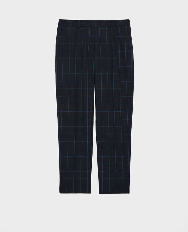 MARGUERITE - Zigarettenhose aus Wolle A694 navy check