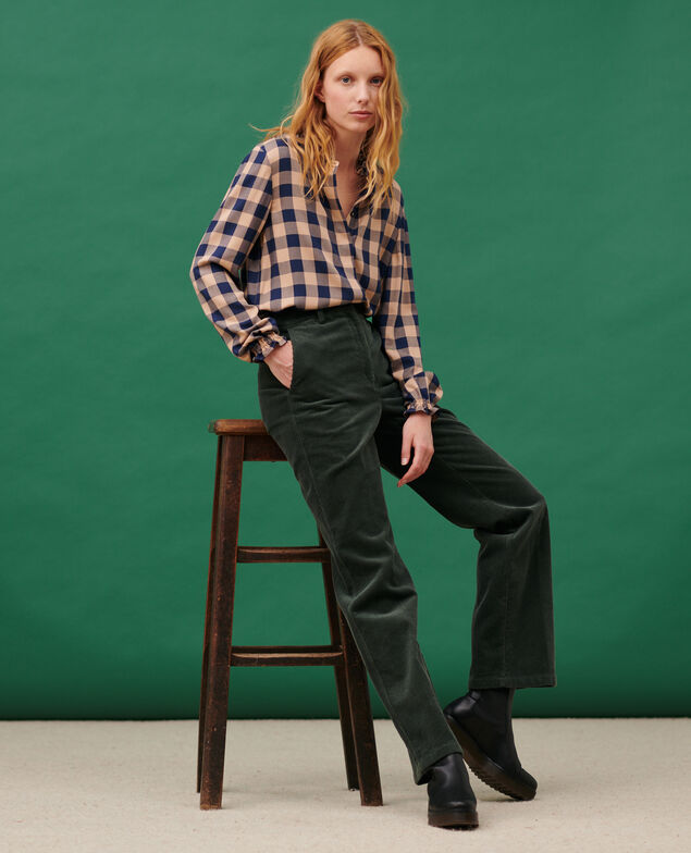 BLANDINE - Gerade Hose aus Cord 8817 58 darkgreen