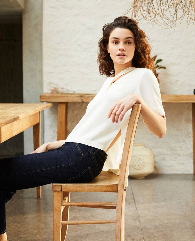 Bluse mit abnehmbarem Band Off white