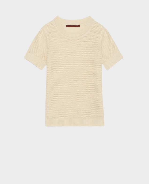 Kurzärmliger Pullover aus Leinen 01 white