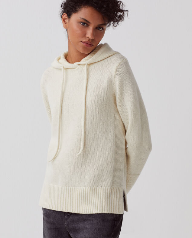 Kapuzenpullover aus Wolle I010 glass green beige