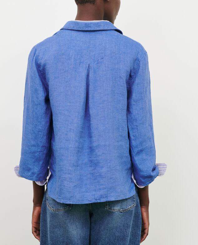 Matrosenbluse aus Leinen Indigo