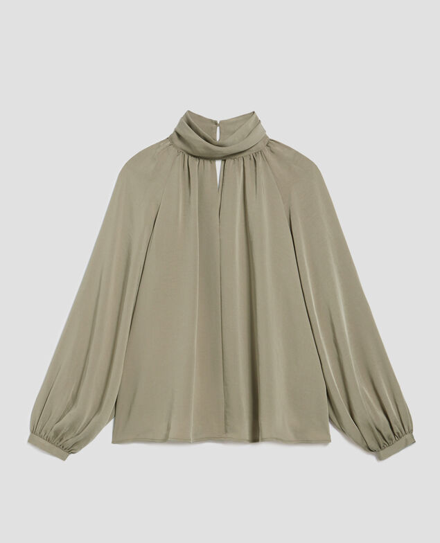 Fließend fallende Bluse mit seidigem Griff I560 covert green