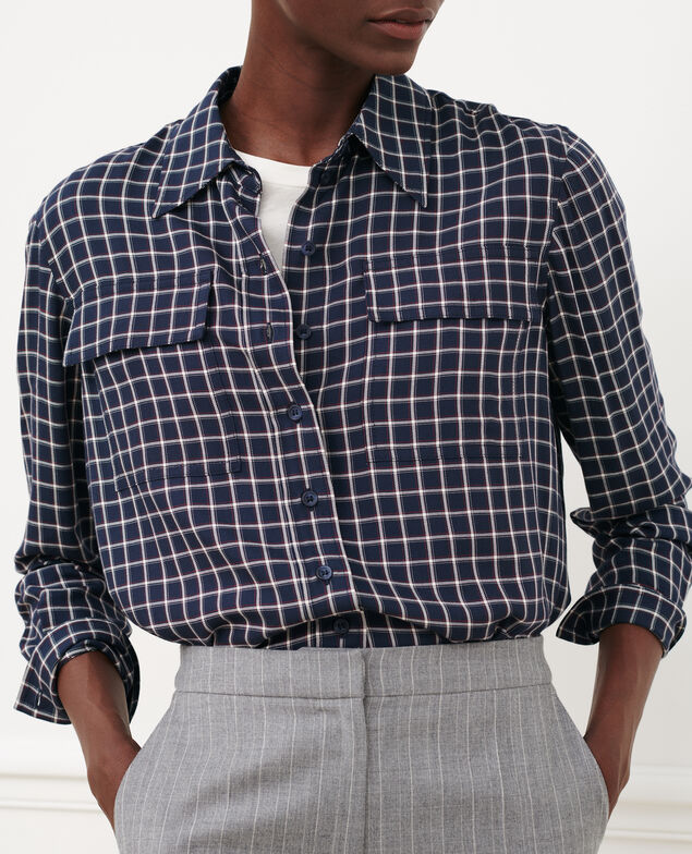 Fließende Bluse mit Karos 8869 69 navy check