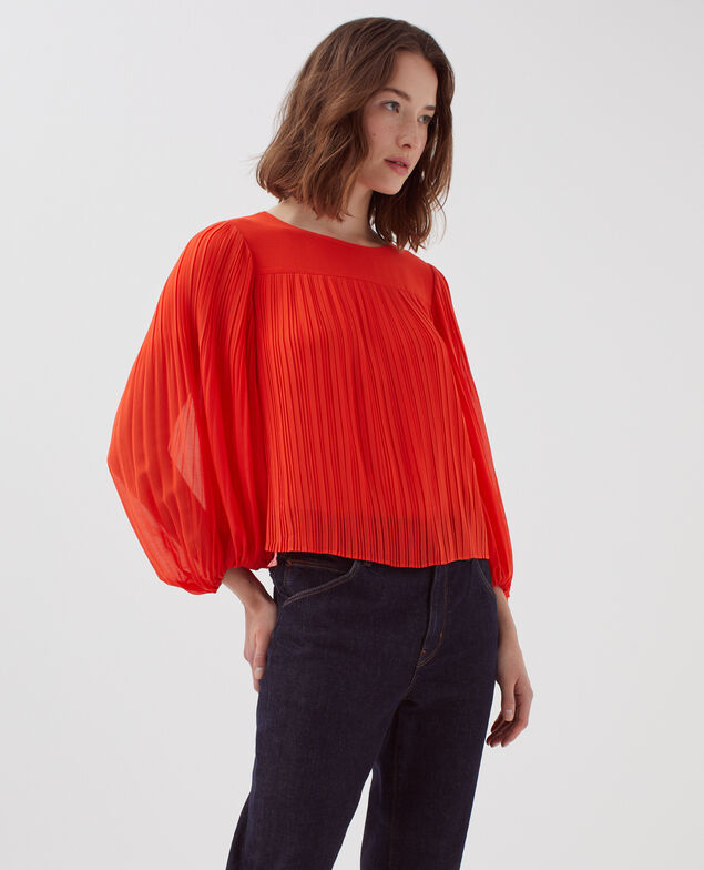 Fließende Plissee-Bluse I250 cherry tomato
