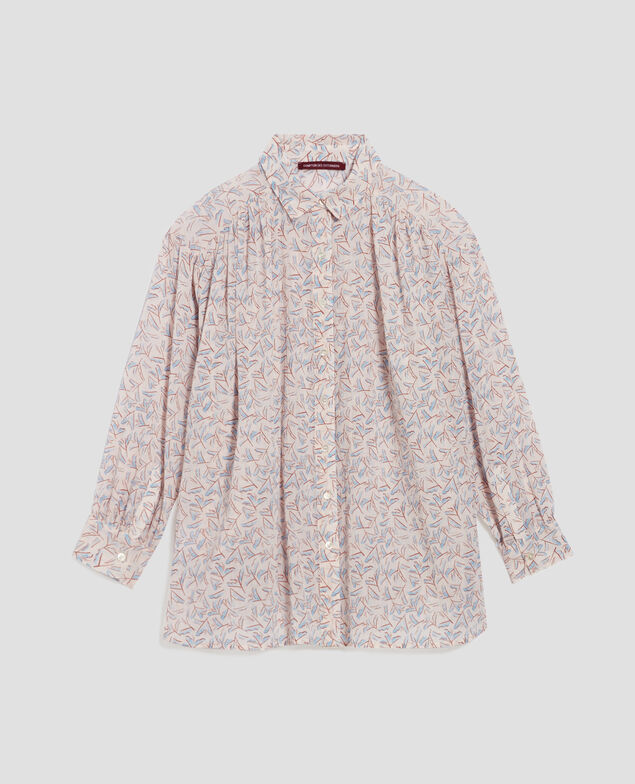 Bluse aus Plissée-Baumwolle H613 fleurette blue
