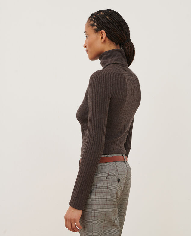 Pullover mit Rollkragen aus Merinowolle A340 brown chiné knit 3wju078w20
