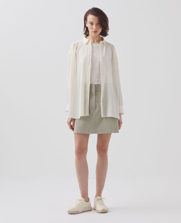 Bluse aus Plissée-Baumwolle H303 white swan 4sbl045c24