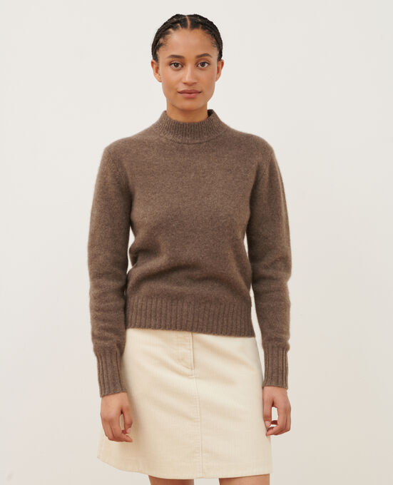 Pullover mit hohem Kragen aus Kaschmir A350 LIGHT BROWN KNIT