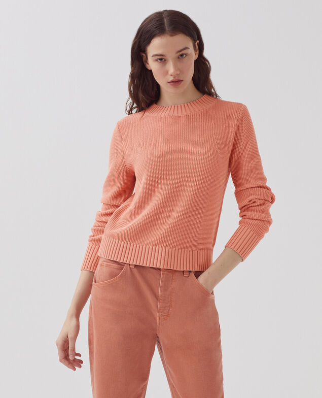 Pullover mit Rundhalsausschnitt aus Baumwolle H111 shell coral