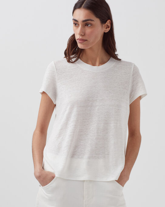 AMANDINE -  T-Shirt mit Rundhalsausschnitt aus Baumwolle H001 BRILLANT WHITE
