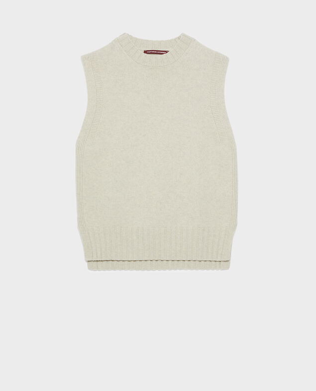 Ärmelloser Pullover A009 white knit 3wju126w37