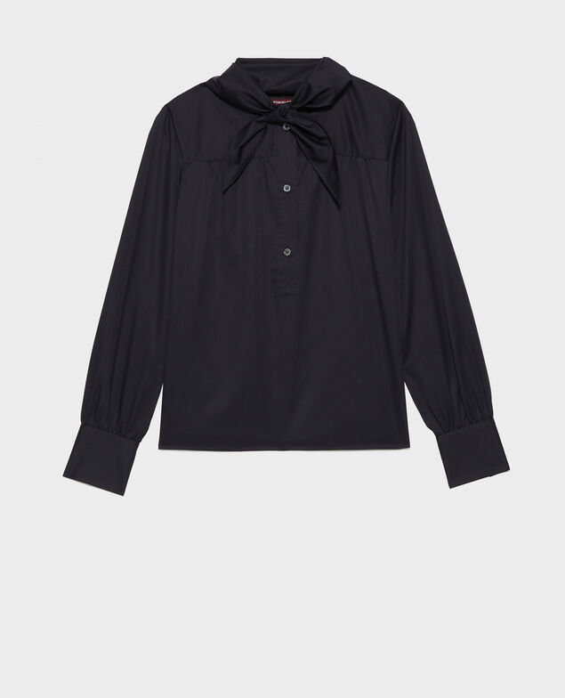 Baumwollbluse mit abnehmbarem Tuchkragen Night sky