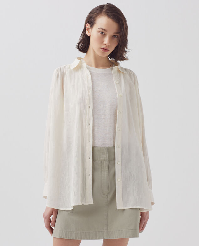 Bluse aus Plissée-Baumwolle H303 white swan