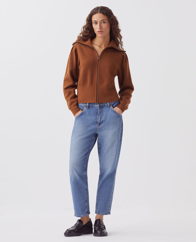 Cardigan aus Merinowolle mit Reißverschluss I360 brown