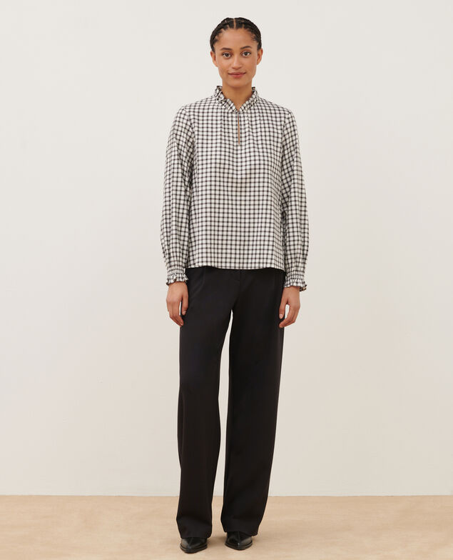 Bluse aus Mischbaumwolle A093 black check