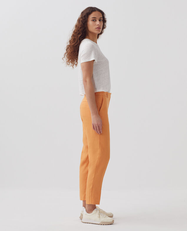 MARGUERITE - Zigarettenhose aus Leinen H220 apricot tan