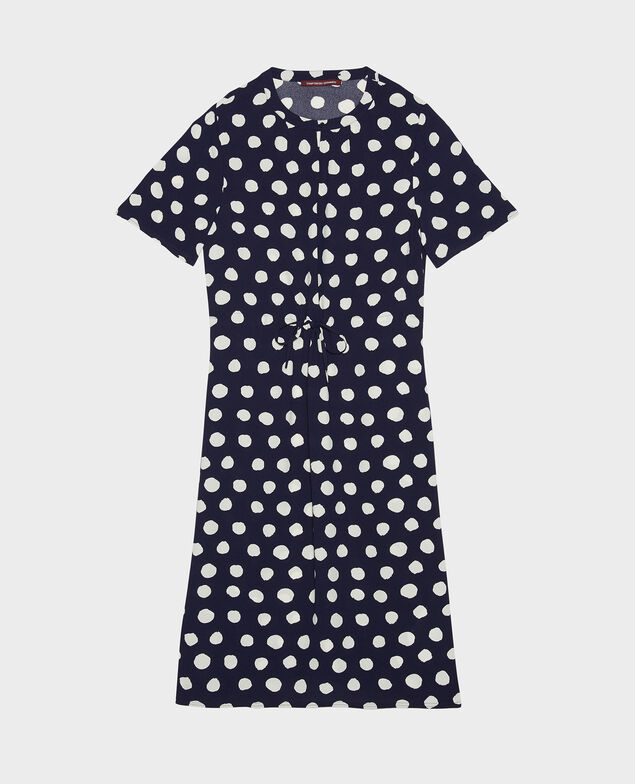 Gerades und fließendes Kleid Dots maritime blue