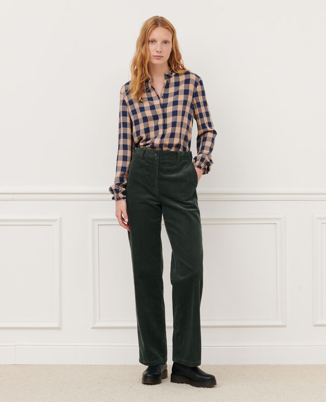 BLANDINE - Gerade Hose aus Cord 8817 58 darkgreen