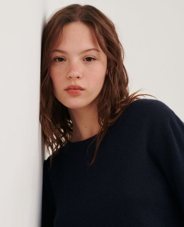 Feiner Pullover aus Kaschmir mit U-Boot-Kragen Night sky