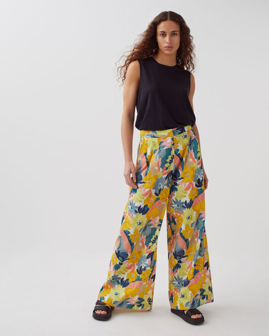 YVONNE - Weite Hose aus Baumwolle 0430 PALMERAIE YELLOW
