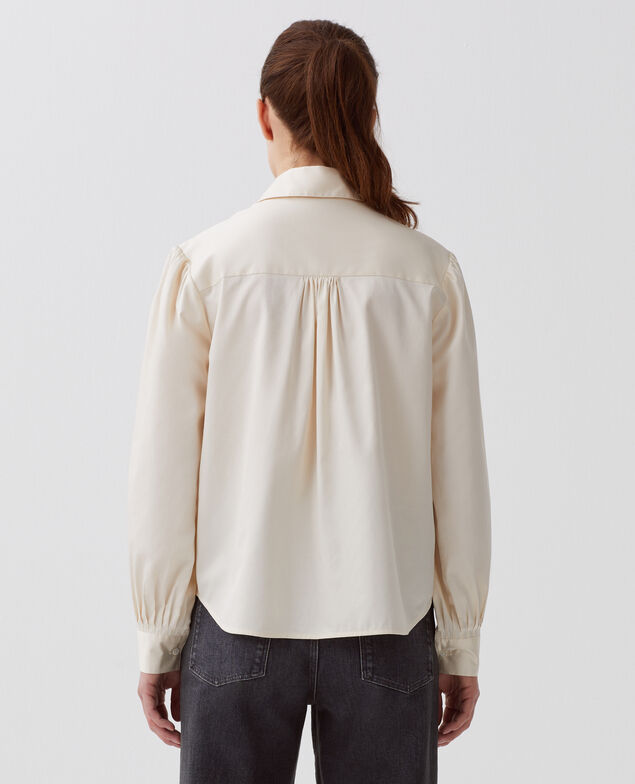 Bluse aus Satin-Baumwolle I300 pearled ivory
