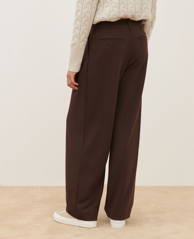 YVONNE - Weite fließende Hose A371 solid brown coffee 3wpj003v08