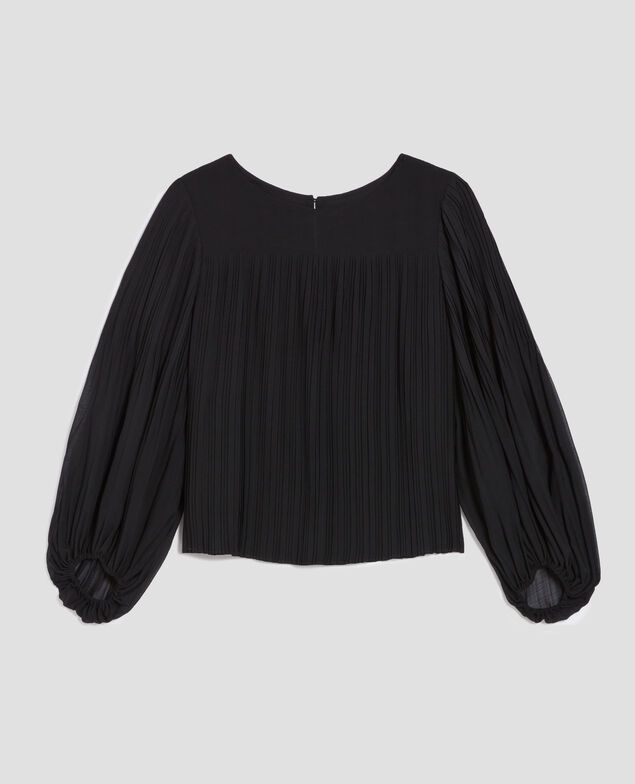 Fließende Plissee-Bluse H091 black beauty