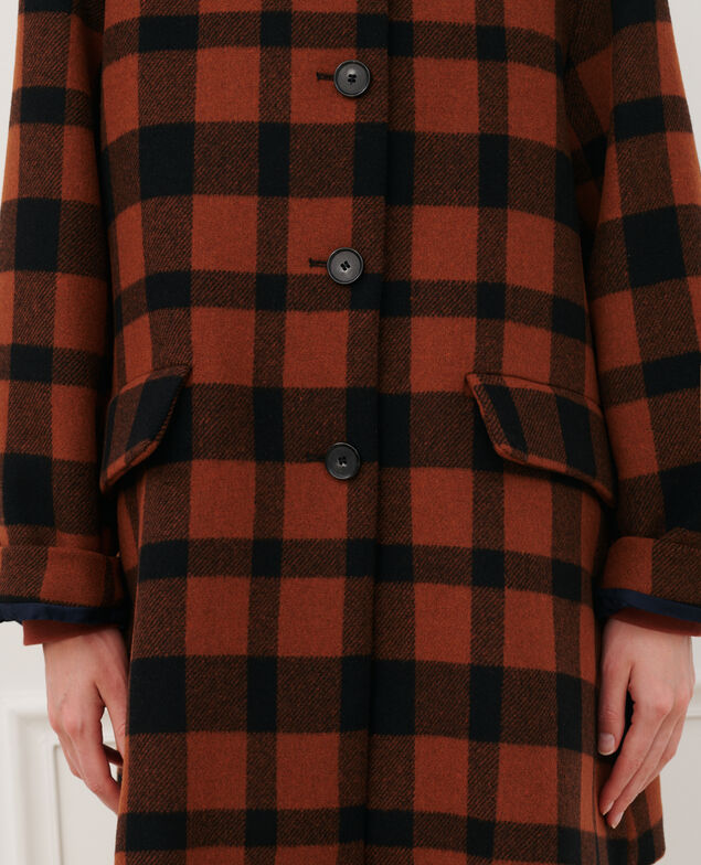 Kurzer Mantel aus Mischwolle 8861 29 darkorange check