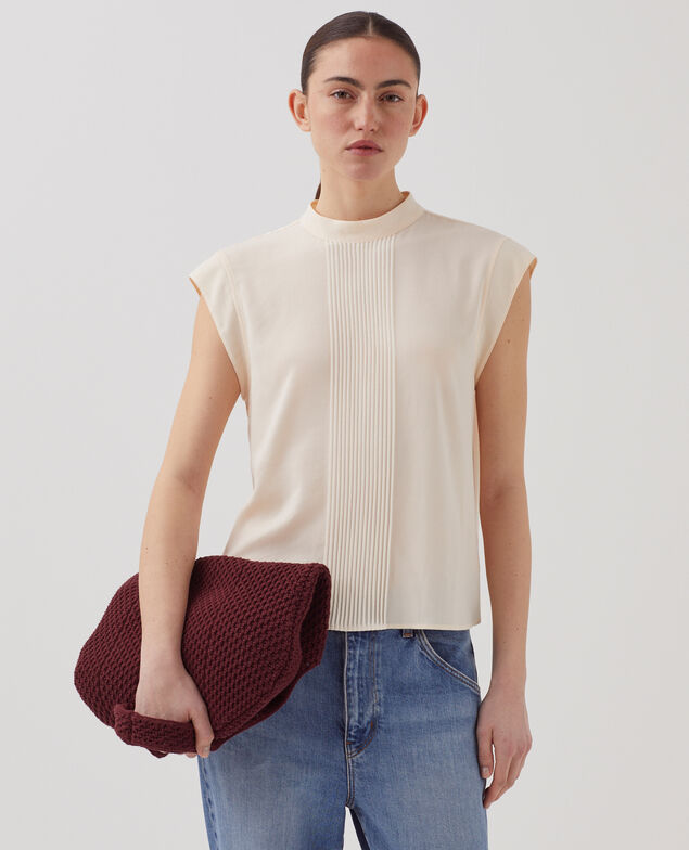 Fließend fallende Bluse ohne Ärmel J300 natural