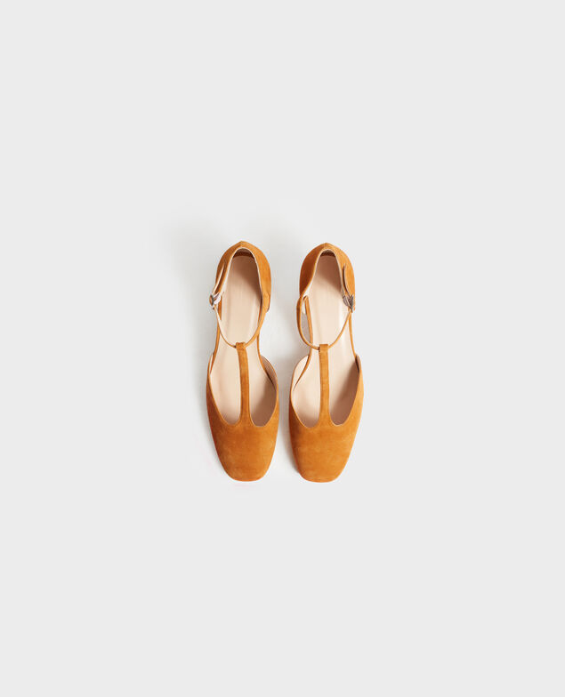 Salome-Schuhe aus Veloursleder mit Absatz Pumpkin spice