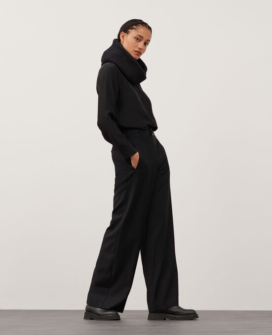 YVONNE - Weite Hose aus Wolle und Kaschmir 8853 09 BLACK