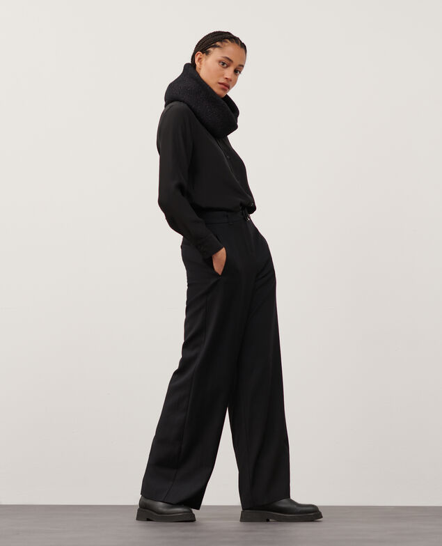 YVONNE - Weite Hose aus Wolle und Kaschmir 8853 09 black 3wpa057w36