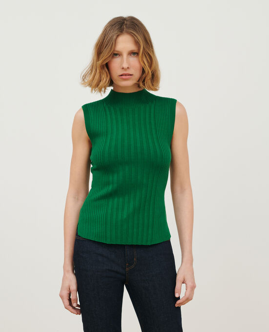 Top aus Merinowolle A541 BRIGHT GREEN KNIT