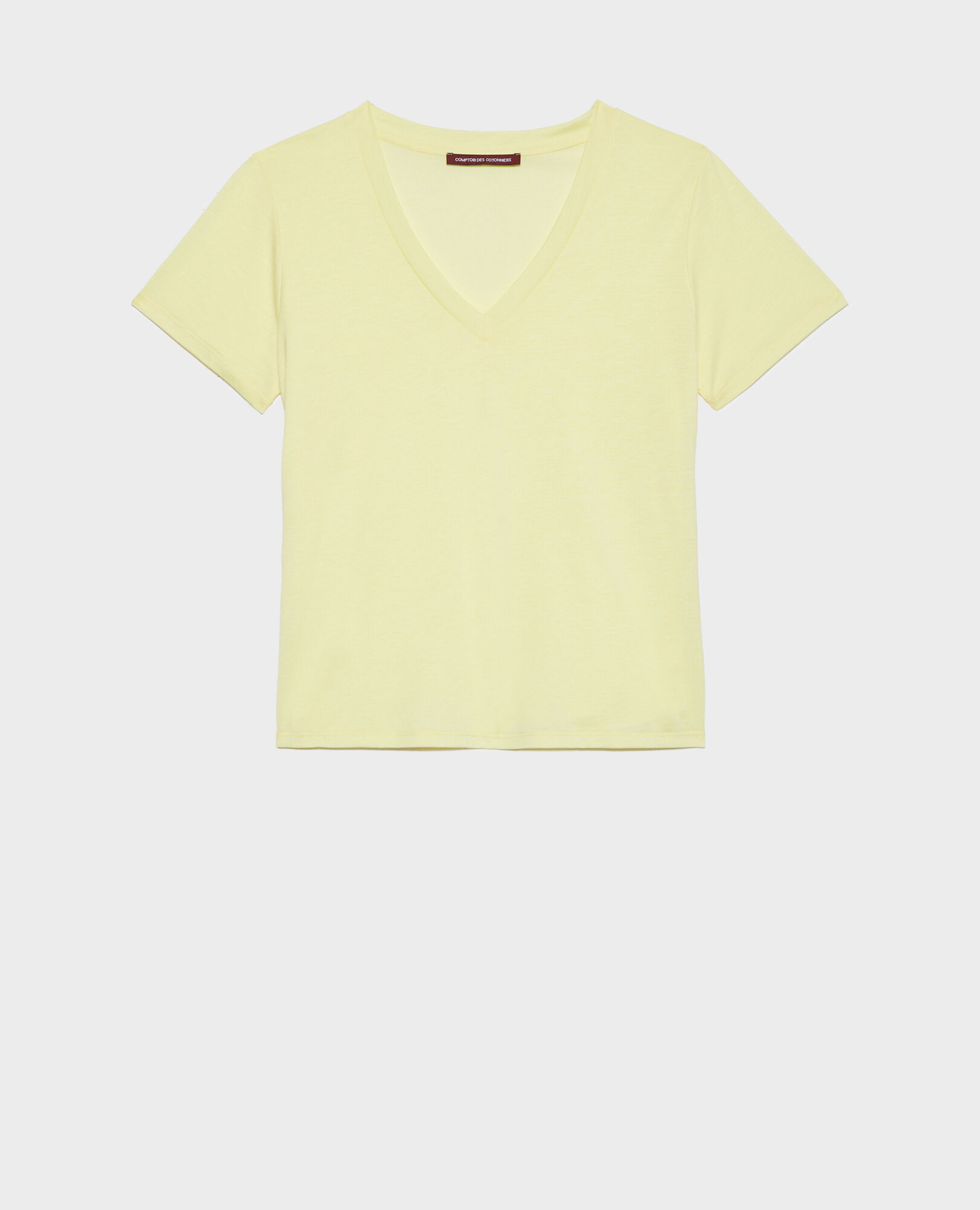 LÉA - Fließendes T-Shirt mit V-Ausschnitt 41 yellow Paberne