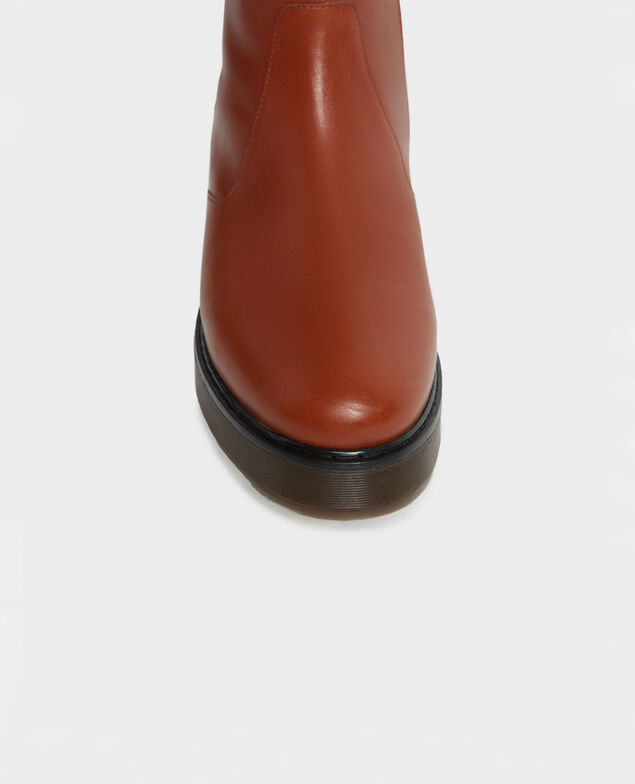 Stiefel aus strukturiertem Leder Brandy brown