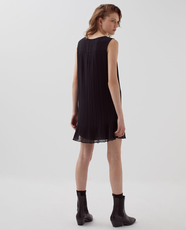 Fließendes kurzes Plissee-Kleid H091 black beauty