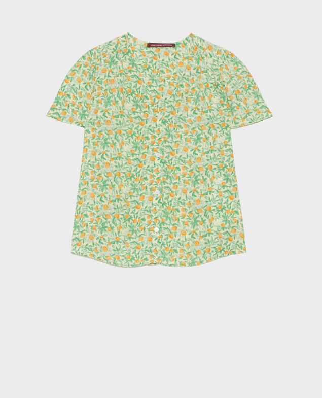 Fließende gemusterte Bluse 0420 zest yellow
