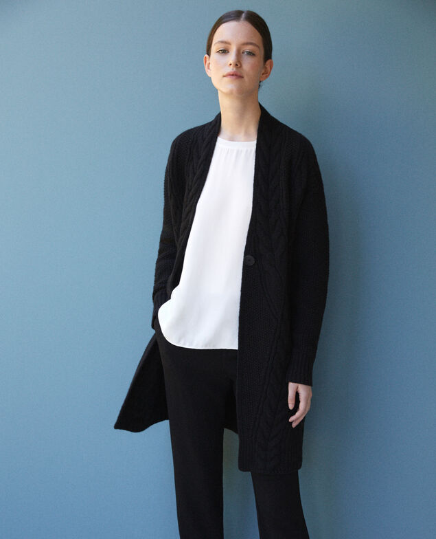 Cardigan mit Flechtdetails Schwarz
