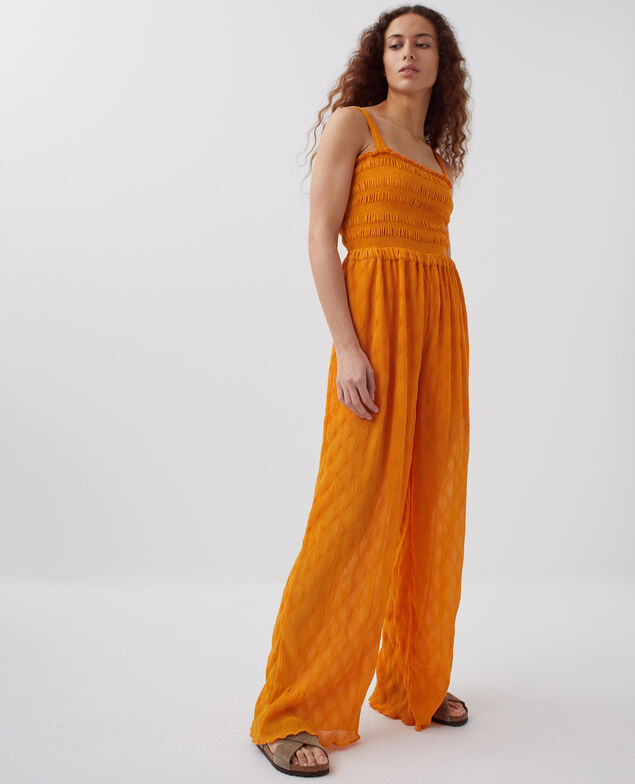 Fließend fallender gesmockter Jumpsuit H221 orange butter
