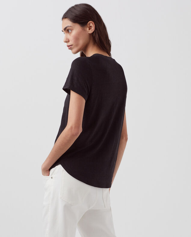 AMANDINE -  T-Shirt mit Rundhalsausschnitt aus Baumwolle H091 black beauty