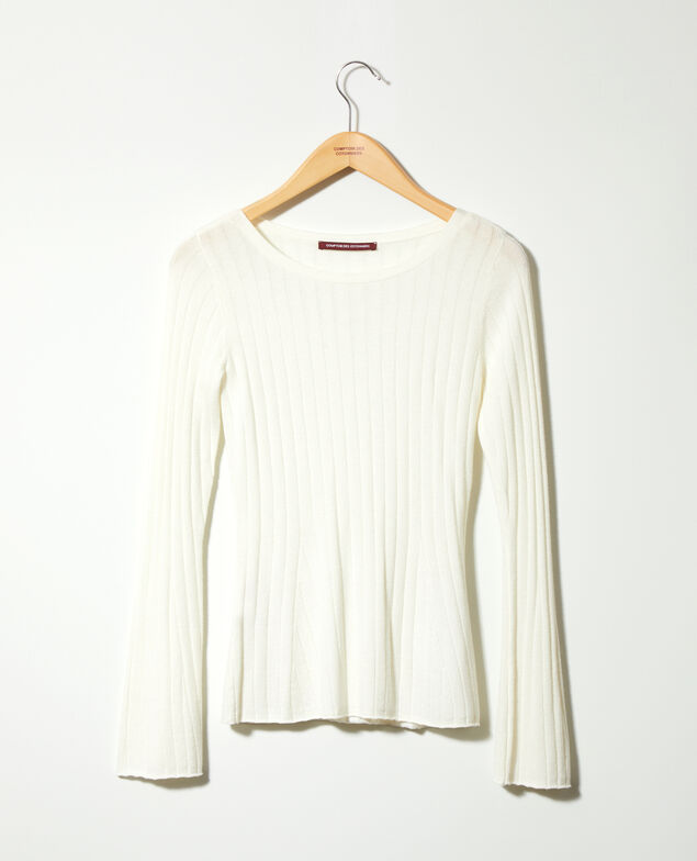 Rippstrickpullover Weiß